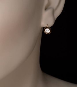 old mine diamond solitaire gold earrings