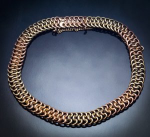 antique Russian two color gold flat link bracelet