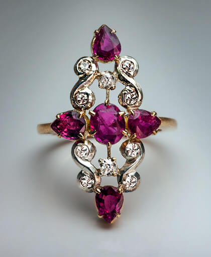 Antique Solitaire Ruby Ring in Solid Yellow Gold - $5K Appraisal Value