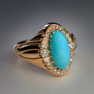 Antique turquoise diamond ring