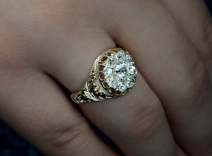 antique chased gold men's diamond ring
