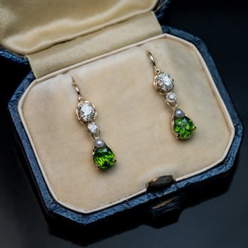 antique Russian demantoid earrings