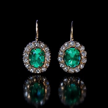 antique emerald diamond earrings