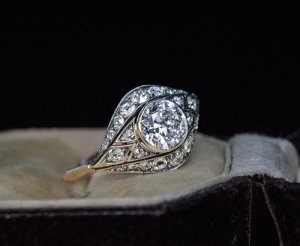 old European cut diamond engagement ring
