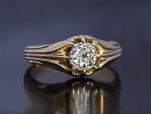 antique solitaire cushion cut diamond ring