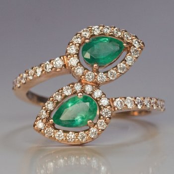 bypass emerald diamond ring