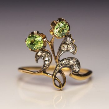 demantoid Art Nouveau ring