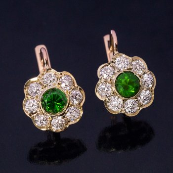 demantoid diamond cluster earrings