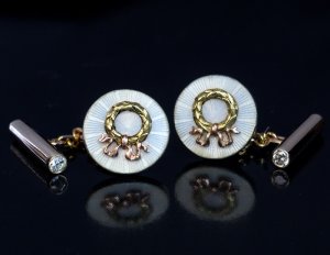 Faberge antique gold enamel studs - cufflinks
