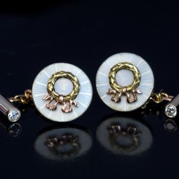 Faberge antique gold enamel studs - cufflinks