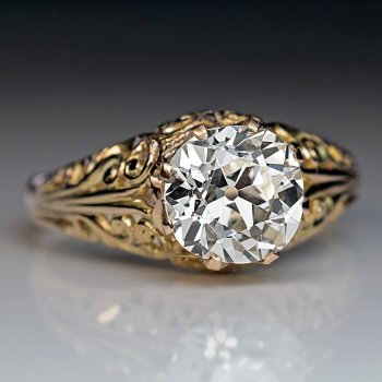 2 carat old mine cut diamond ring