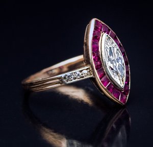 antique navette diamond ring