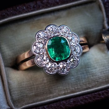 antique emerald diamond engagement ring