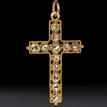 antique diamond gold cross pendant