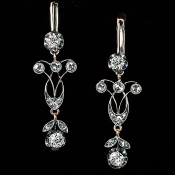 Antique Edwardian diamond pendant earrings