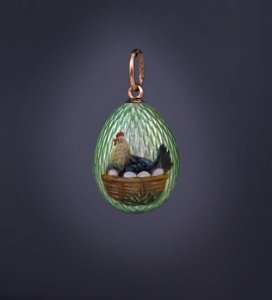 Faberge guilloche enamel miniature egg pendant