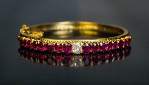 Antique ruby and diamond bangle bracelet
