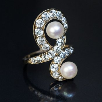 Belle Epoque antique diamond and pearl ring