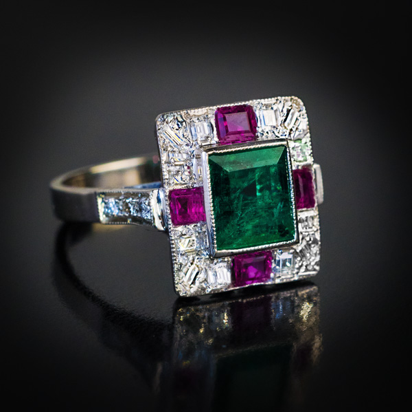 22K Gold Ring For Women with Ruby & Emeralds - 235-GR4464 in 4.050 Grams