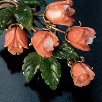 vintage coral brooch