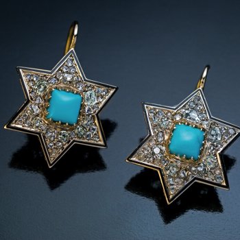 Victorian jewelry - antique star earrings