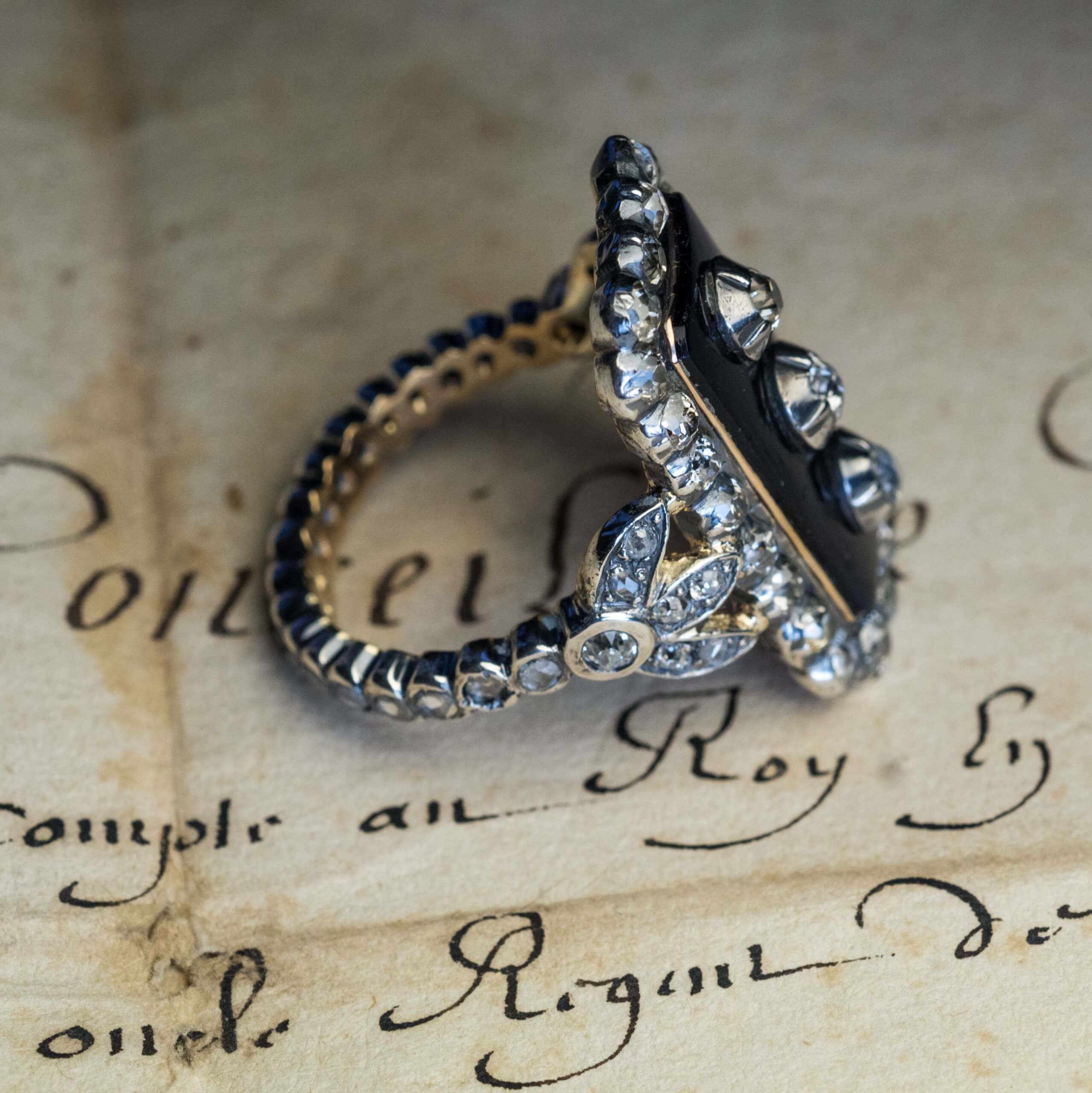 Georgian Diamond & Enamel Ring