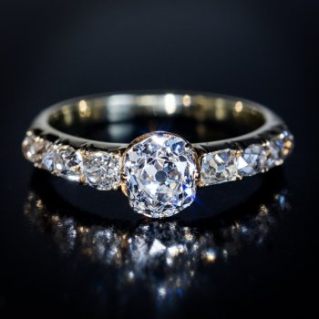 antique diamond engagement rings - 19th century cushion cut diamond ring