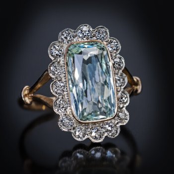 Art Deco vintage aquamarine diamond ring