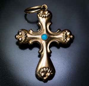 antique gold cross pendant