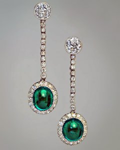 vintage Art Deco emerald and diamond earrings