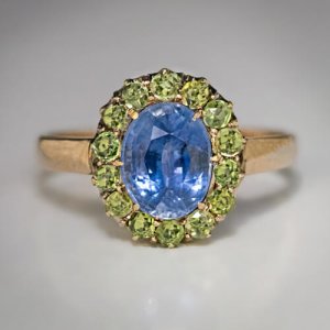 sapphire and demantoid ring