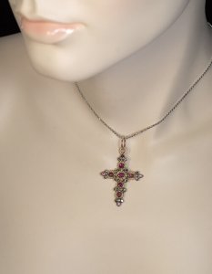 antique ruby cross necklace