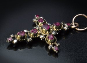 antique Georgian era ruby cross