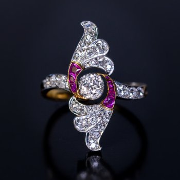 Art Deco diamond ruby ring