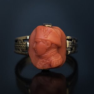 antique Napoleon cameo coral ring