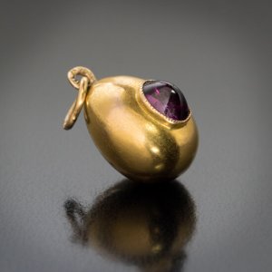 antique Russian gold and garnet egg pendant