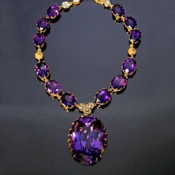 antique amethyst diamond gold necklace