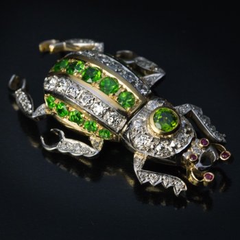 demantoid garnet beetle pin