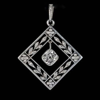 Belle Epoque antique Edwardian diamond platinum gold pendant necklace
