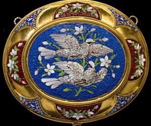 antique micro mosaic with doves