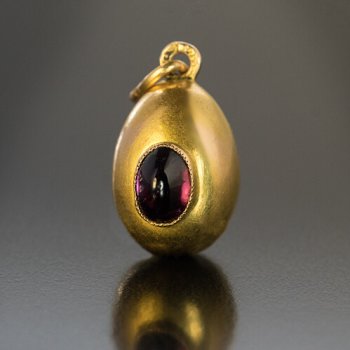 antique gold and garnet egg pendant