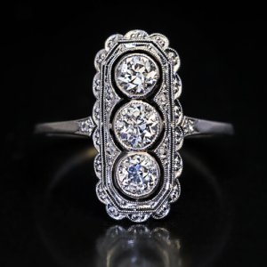 antique Edwardian diamond platinum engagement ring