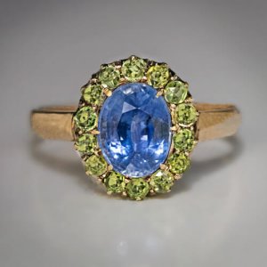 antique sapphire demantoid ring