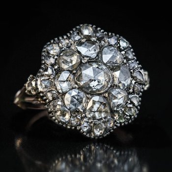 antique Georgian rose cut diamond cluster ring