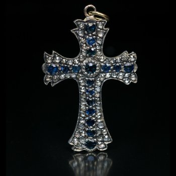 antique sapphire diamond cross pendant