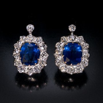 antique sapphire and diamond cluster earrings