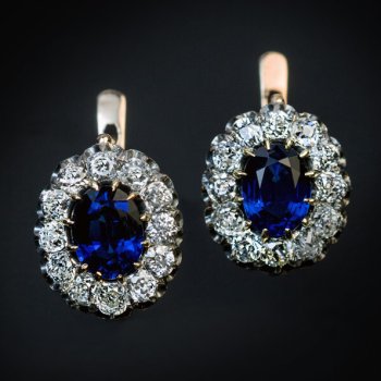 antique sapphire diamond cluster earrings