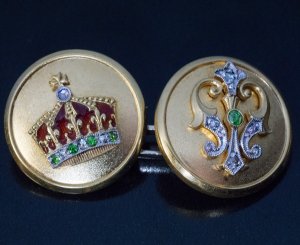 royal jewelry - gold cufflinks with crown and cipher