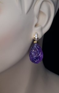 Art Deco vintage carved amethyst earrings