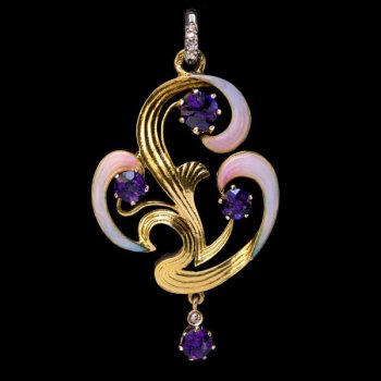 Art Nouveau antique enamel amethyst pendant